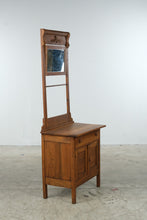 Load image into Gallery viewer, Antique Oak Washstand with Tall Mirror and Towel Rack
