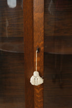 Load image into Gallery viewer, Curved Glass Oak Curio Cabinet with Queen Anne Legs

