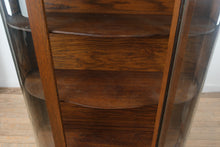 Load image into Gallery viewer, Curved Glass Oak Curio Cabinet with Queen Anne Legs
