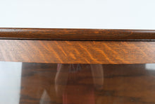 Load image into Gallery viewer, Curved Glass Oak Curio Cabinet with Queen Anne Legs
