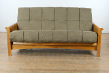 Load image into Gallery viewer, Mission-Style Oak Futon Sofa Bed – Excellent Condition
