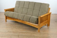 Load image into Gallery viewer, Mission-Style Oak Futon Sofa Bed – Excellent Condition
