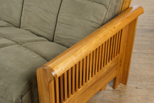 Load image into Gallery viewer, Mission-Style Oak Futon Sofa Bed – Excellent Condition
