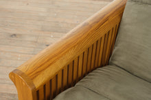 Load image into Gallery viewer, Mission-Style Oak Futon Sofa Bed – Excellent Condition
