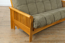 Load image into Gallery viewer, Mission-Style Oak Futon Sofa Bed – Excellent Condition
