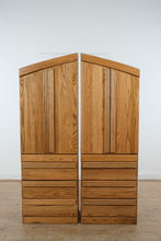 Load image into Gallery viewer, Oak Armoire Storage Cabinets Pair

