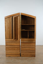 Load image into Gallery viewer, Oak Armoire Storage Cabinets Pair
