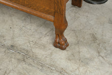 Load image into Gallery viewer, Antique Tiger Oak Hall Tree with Mirror, Coat Hooks, Storage Bench and Umbrella Stand
