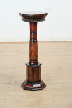 Load image into Gallery viewer, Octagonal Pedestal Plant Stand with Faux Burl Finish – Rich Cherry Tones
