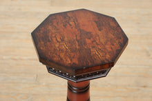 Load image into Gallery viewer, Octagonal Pedestal Plant Stand with Faux Burl Finish – Rich Cherry Tones
