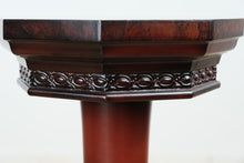 Load image into Gallery viewer, Octagonal Pedestal Plant Stand with Faux Burl Finish – Rich Cherry Tones
