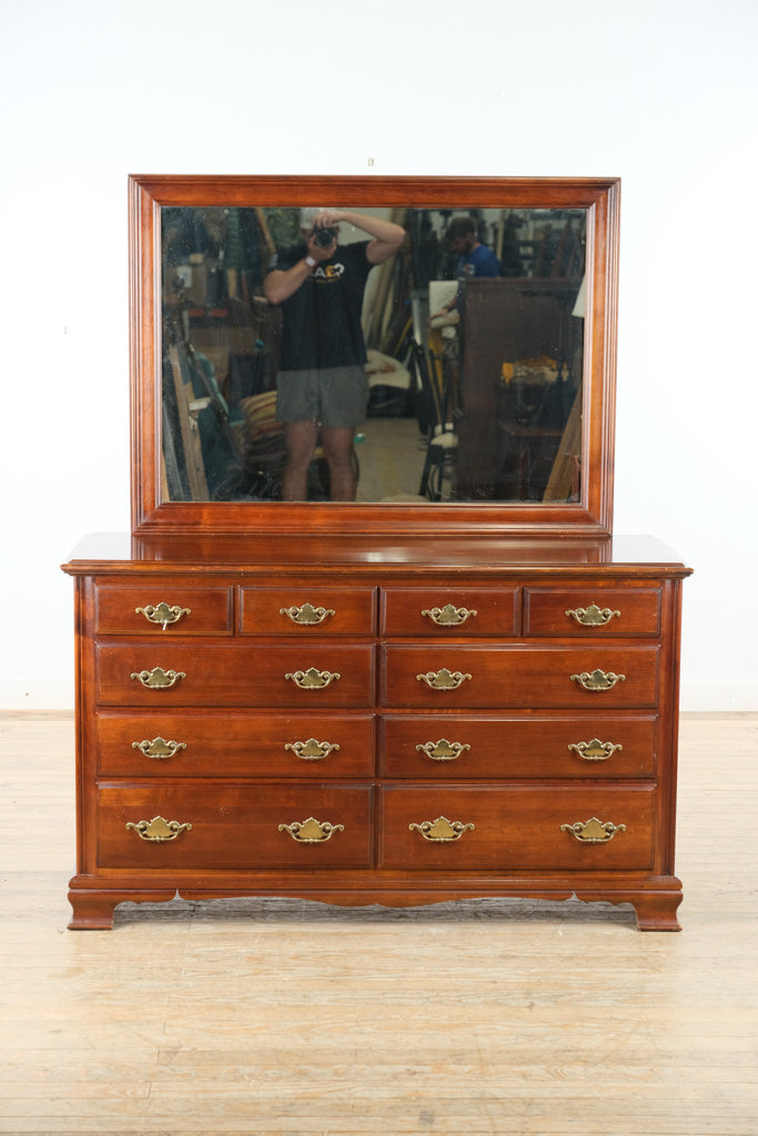 Old Mill Cherry 10-Drawer Dresser with Mirror