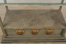 Load image into Gallery viewer, Hollywood Regency Gilt Étagère with Glass Shelves and Sunburst Medallions – 87” Display Cabinet
