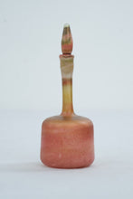 Load image into Gallery viewer, Coral Pink Iridescent Art Glass Perfume Bottle Mottled Gold Green 5 Inch
