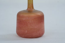 Load image into Gallery viewer, Coral Pink Iridescent Art Glass Perfume Bottle Mottled Gold Green 5 Inch
