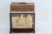 Load image into Gallery viewer, Chinese Carved Bone Landscape Diorama in Glass Display Case with Storage Box
