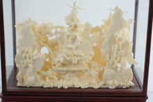 Load image into Gallery viewer, Chinese Carved Bone Landscape Diorama in Glass Display Case with Storage Box
