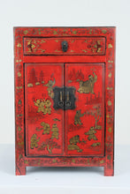 Load image into Gallery viewer, Red Lacquered Asian-Inspired Chest with Drawer and Cabinet
