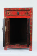 Load image into Gallery viewer, Red Lacquered Asian-Inspired Chest with Drawer and Cabinet
