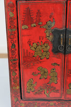 Load image into Gallery viewer, Red Lacquered Asian-Inspired Chest with Drawer and Cabinet
