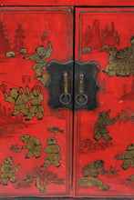 Load image into Gallery viewer, Red Lacquered Asian-Inspired Chest with Drawer and Cabinet
