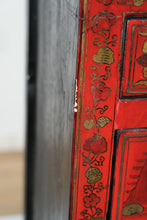 Load image into Gallery viewer, Red Lacquered Asian-Inspired Chest with Drawer and Cabinet
