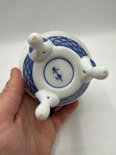Load image into Gallery viewer, Blue White Porcelain Incense Burner Censer Pierced Lattice Tripod Footed Jar
