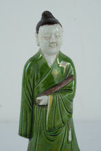 Load image into Gallery viewer, Porcelain Oriental Man in a Green Robe Figurine
