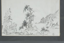 Load image into Gallery viewer, Vintage Chinese Ink Landscape Pine Tree Mountain Painting Framed 20 x 15
