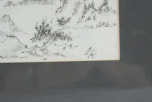 Load image into Gallery viewer, Vintage Chinese Ink Landscape Pine Tree Mountain Painting Framed 20 x 15
