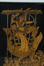 Load image into Gallery viewer, Thai Gilded Lacquer Wood Panel – Traditional Mythological Scene – 11.25" x 16"

