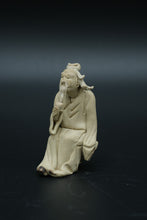 Load image into Gallery viewer, Chinese Shiwan Mudman Figurine – Seated Elder on Rock – Handcrafted Pottery Sculpture
