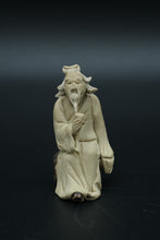 Load image into Gallery viewer, Chinese Shiwan Mudman Figurine – Seated Elder on Rock – Handcrafted Pottery Sculpture
