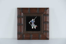 Load image into Gallery viewer, Framed Hand Painted Ceramic Tile Warrior Figure Decorative Wall Art 11 Inch
