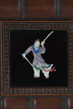Load image into Gallery viewer, Framed Hand Painted Ceramic Tile Warrior Figure Decorative Wall Art 11 Inch
