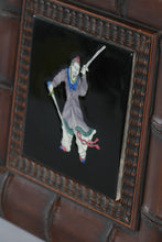 Load image into Gallery viewer, Framed Hand Painted Ceramic Tile Warrior Figure Decorative Wall Art 11 Inch
