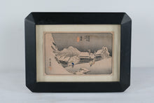 Load image into Gallery viewer, Utagawa Hiroshige Kanbara Evening Snow Japanese Woodblock Print Framed
