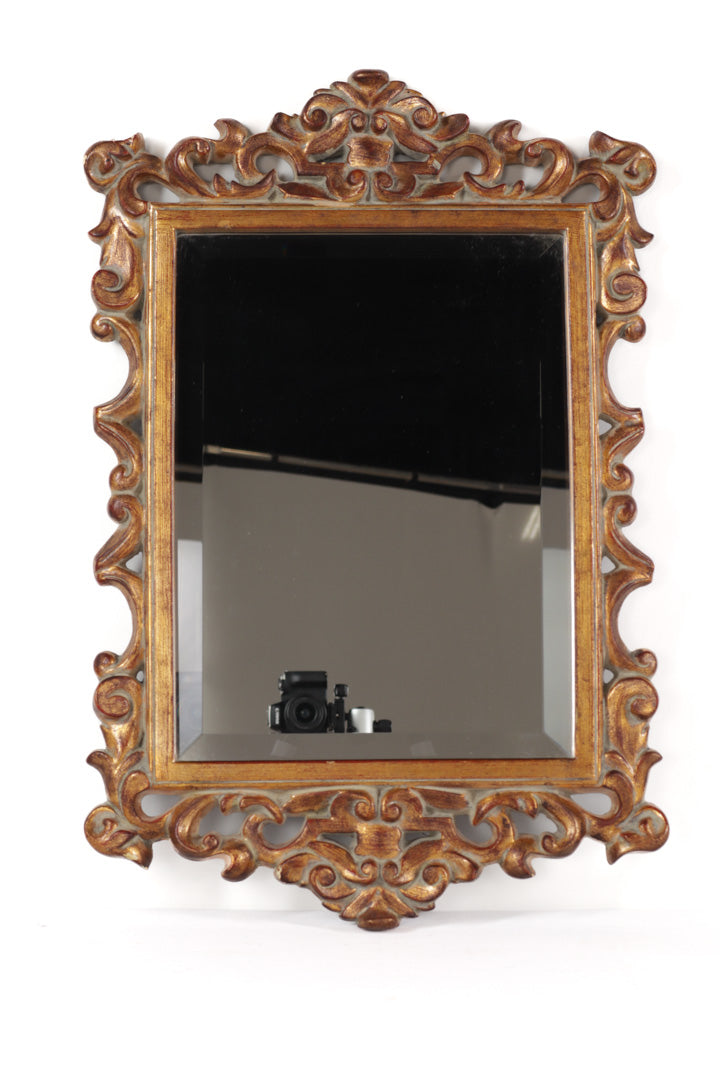 Ornate Antiqued Rubbed Gold Mirror - 17
