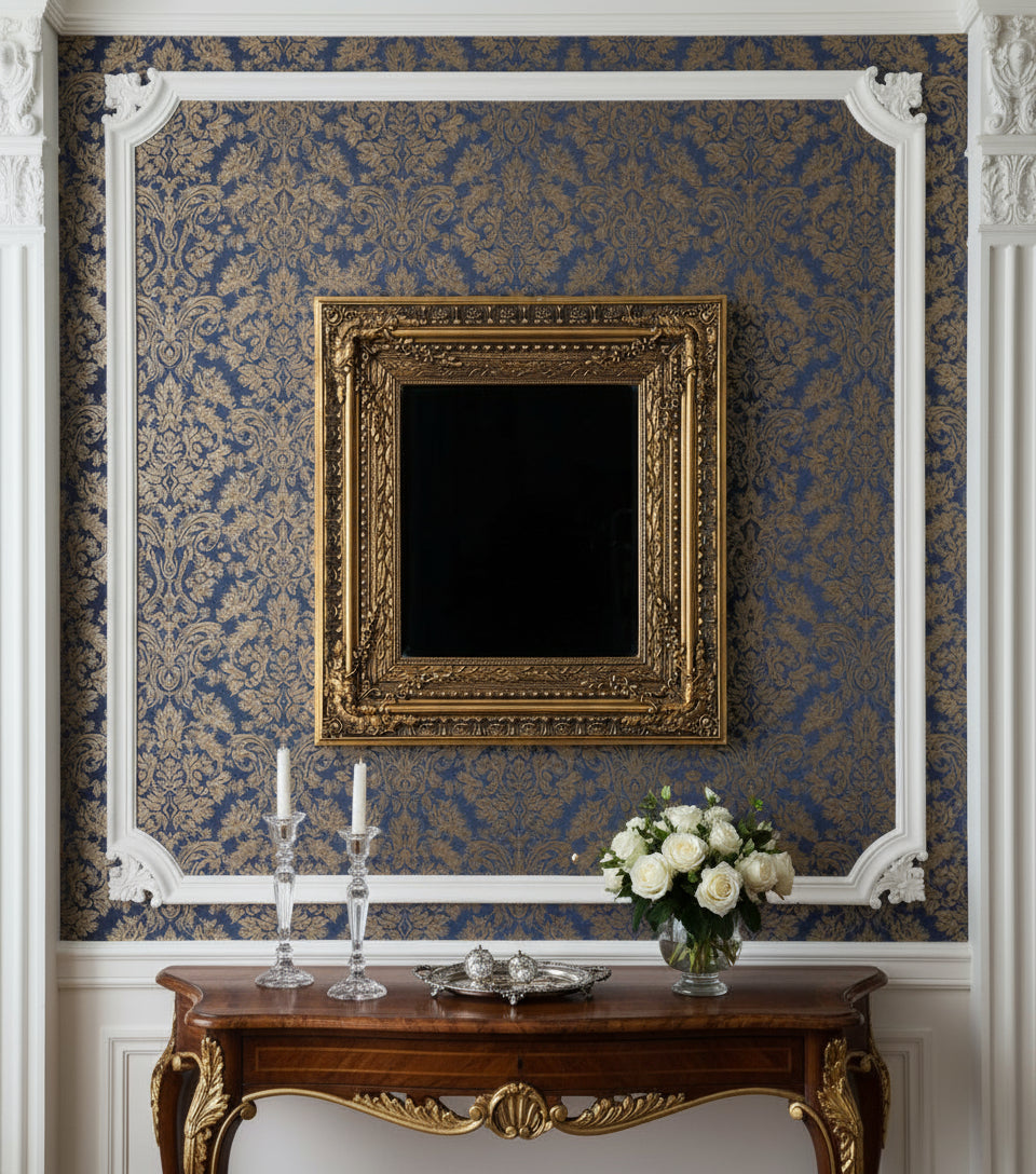The Versailles Gilt Mirror – Ornate Carved Gold Frame, 34.5” x 39” Antique-Style Wall Mirror