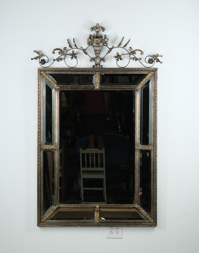 Grand Ornate Wall Mirror with Gilded Urn Crest – 40