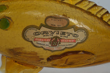 Load image into Gallery viewer, Vintage Italian Orvieto Wine Bottle – Fish Shaped Amber Glass with Label
