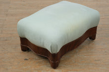 Load image into Gallery viewer, Empire Style Upholstered Ottoman Footstool with Mahogany Base Serpentine Apron
