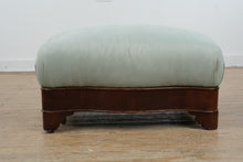 Load image into Gallery viewer, Empire Style Upholstered Ottoman Footstool with Mahogany Base Serpentine Apron
