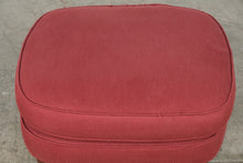 Load image into Gallery viewer, Red Upholstered Ottoman Footstool with Wood Bun Feet 27 Inch
