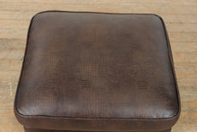 Load image into Gallery viewer, Rich Brown Embossed Leather Ottoman with Nailhead Trim – 25″ Wide
