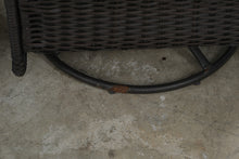 Load image into Gallery viewer, Pair of Woven Outdoor Swivel Lounge Chairs with Blue Cushions
