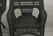 Load image into Gallery viewer, Pair of Black Wicker Armchairs with Open Lattice Backs
