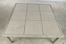 Load image into Gallery viewer, Square Stone Tile Top Coffee Table with Distressed Cream Finish
