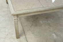 Load image into Gallery viewer, Square Stone Tile Top Coffee Table with Distressed Cream Finish
