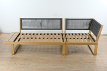 Load image into Gallery viewer, Acacia Wood Outdoor Sectional Sofa Set with Coffee Table and Cream Cushions
